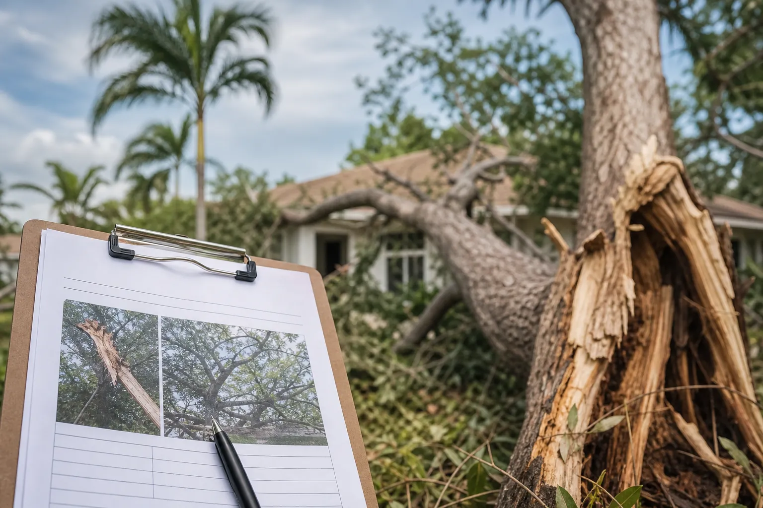 Editorial illustration of Understanding arborist reports for Florida insurance needs