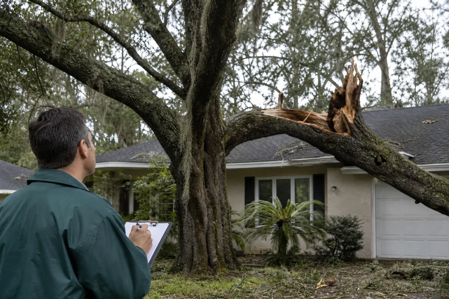 Editorial illustration of Why an insurance company may request a tree report in Florida