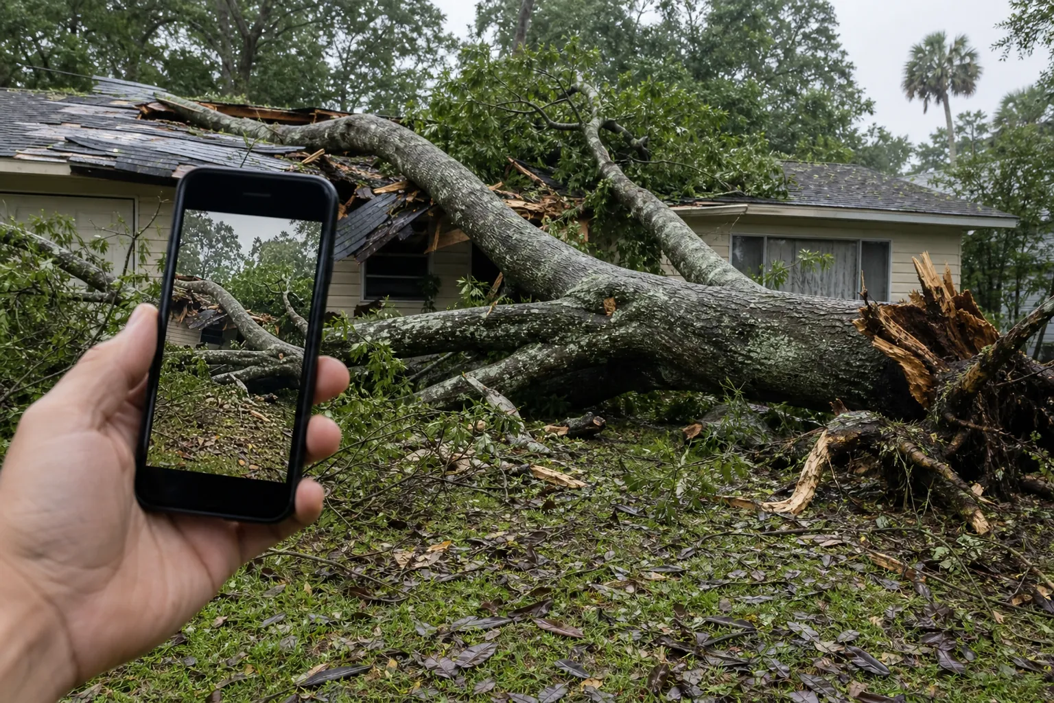 Editorial illustration of What Should You Document Before Emergency Tree Removal in Port Orange? in Florida
