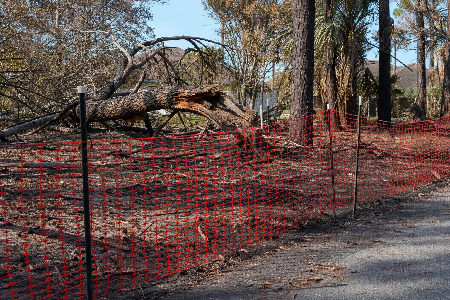 Keep the fire-damaged area secure in Florida Editorial illustration of Keep the fire-damaged area secure in Florida