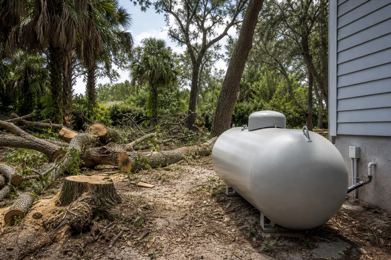 Editorial illustration of How to plan tree removal near a propane tank in Florida