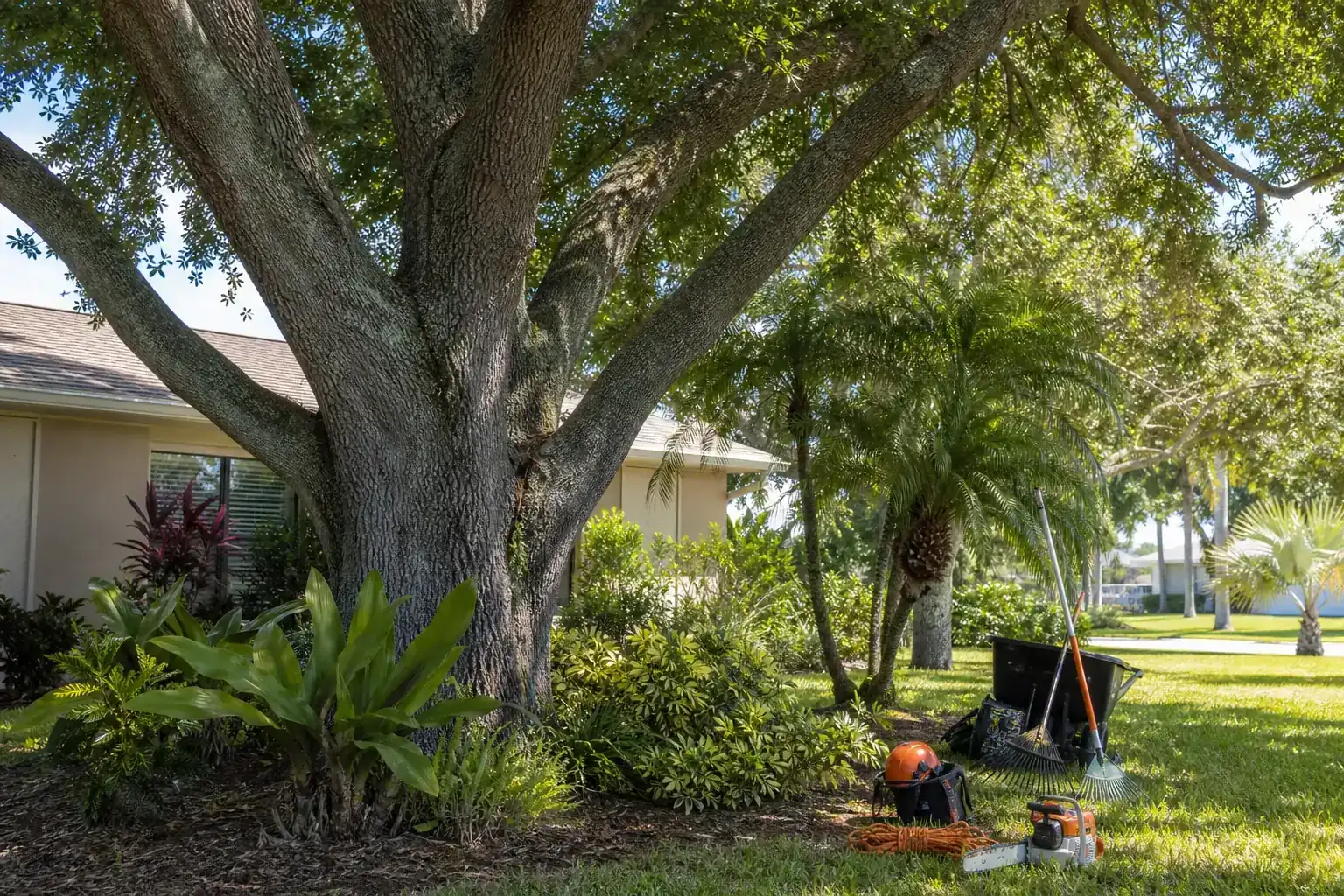 Mature Florida tree in a residential yard illustrating understanding daytona beach tree growth patterns