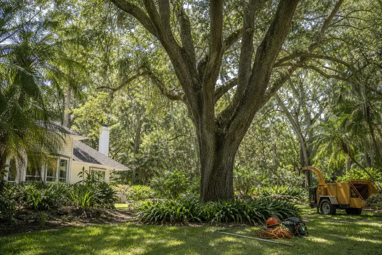 Mature Florida tree in a residential yard during a discussion of what is canopy thinning and why is it important? Mature Florida tree in a residential yard during a discussion of what is canopy thinning and why is it important?