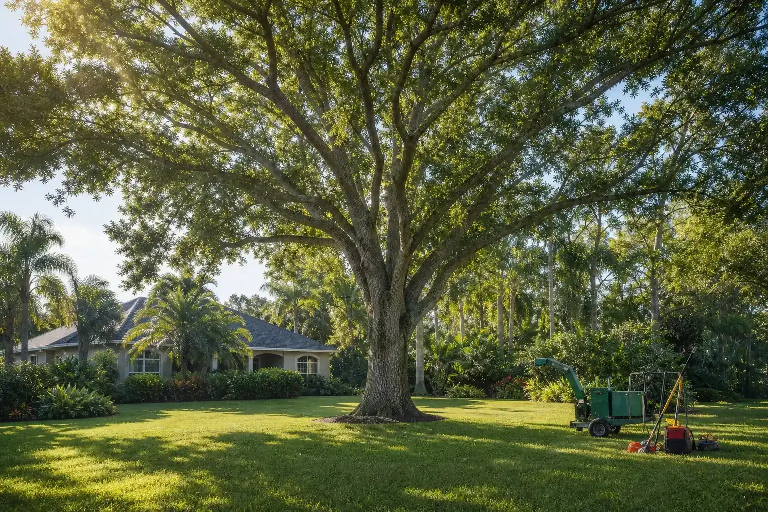 Mature Florida tree in a residential yard for how commercial tree service contracts benefit volusia county properties Mature Florida tree in a residential yard for how commercial tree service contracts benefit volusia county properties