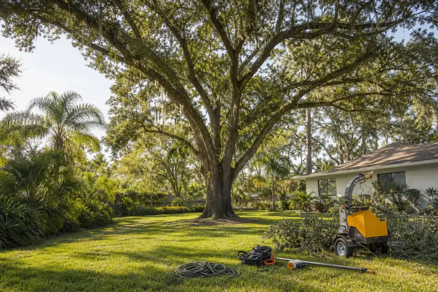 Mature Florida tree in a residential yard for crown reduction for large oaks in deltona: what you need to know
