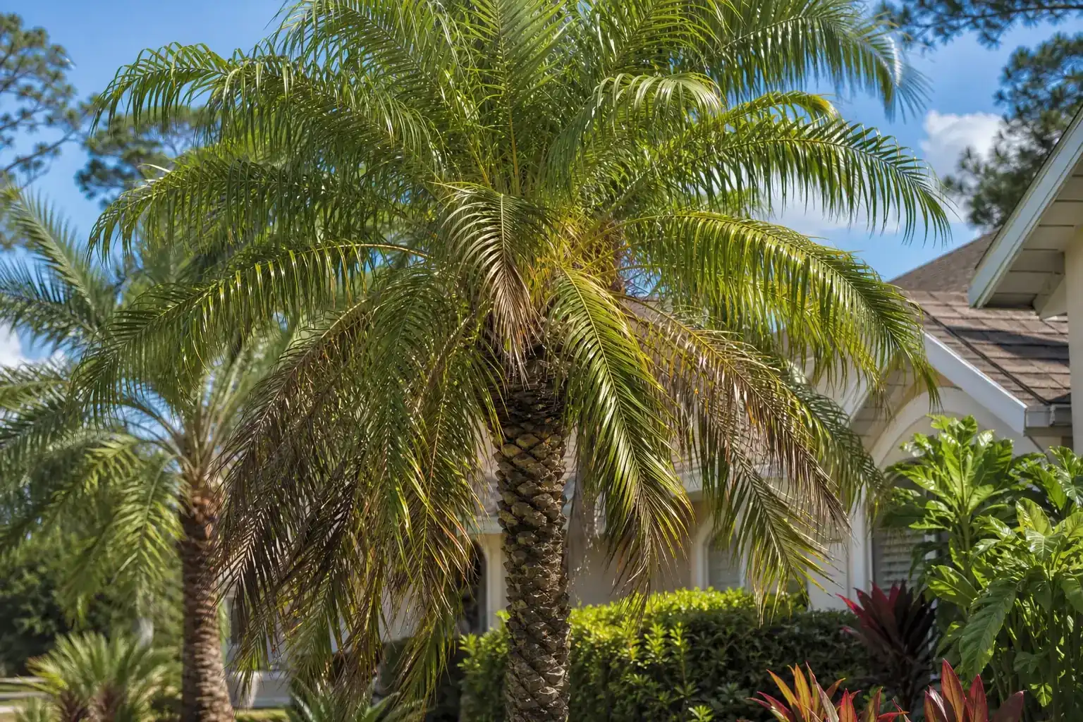 Palm trees in a Central Florida yard illustrating understanding the importance of hoa tree service planning