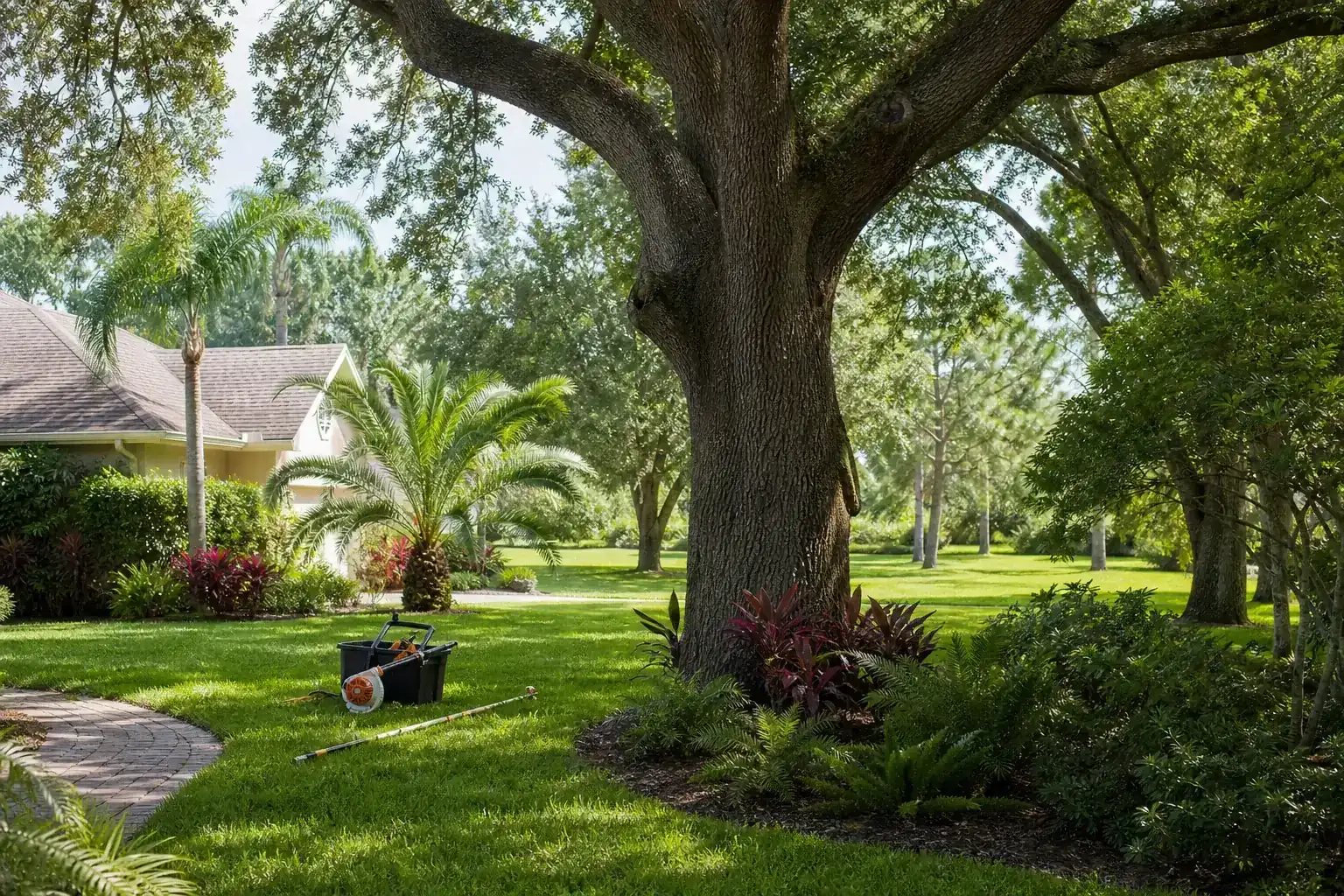 Mature Florida tree in a residential yard during a discussion of understanding the needs of your community’s trees