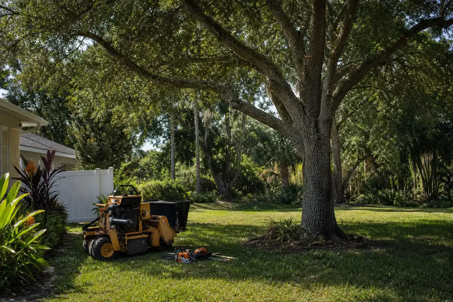 Mature Florida tree in a residential yard during a discussion of benefits of fast & clean land clearing in daytona beach, fl