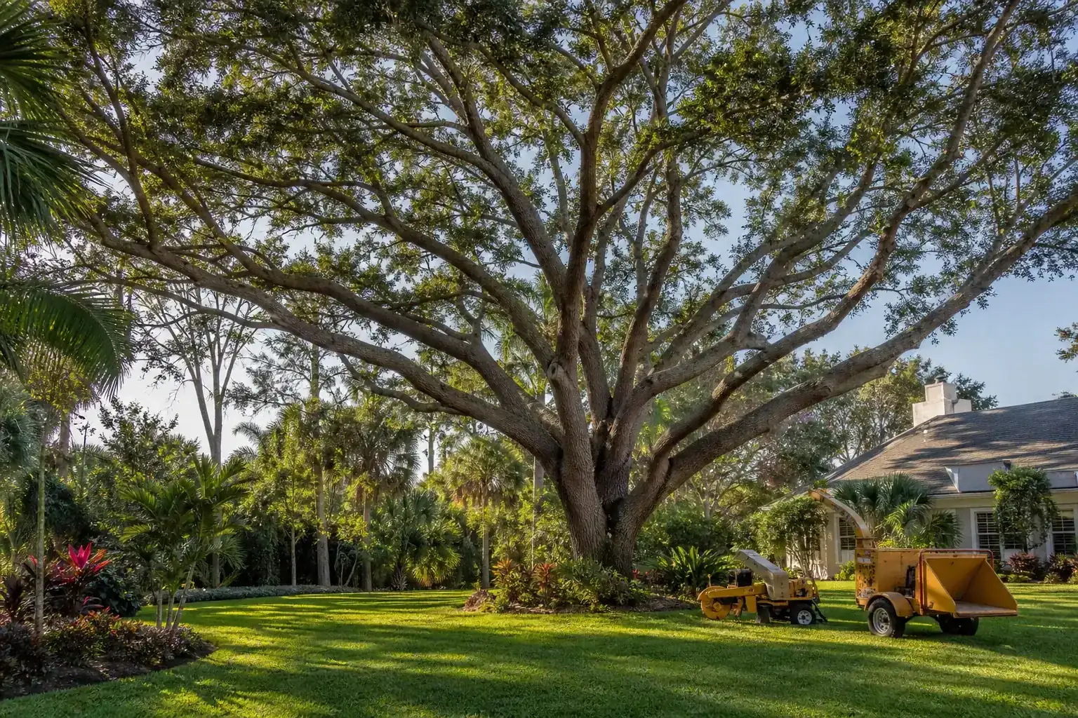 Mature Florida tree in a residential yard for land clearing daytona beach, fl | fast & clean