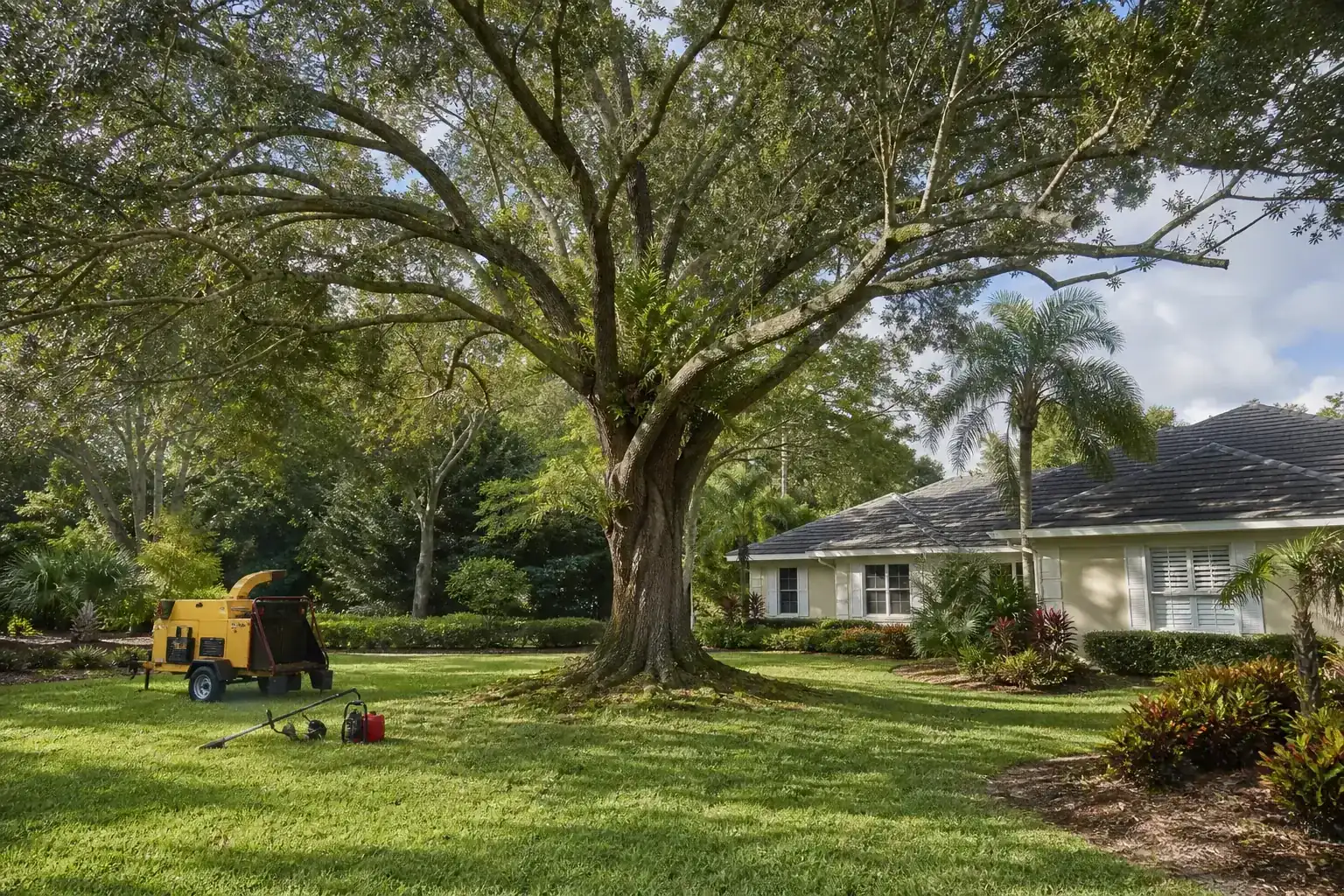 Mature Florida tree in a residential yard for land clearing for commercial development in ormond beach