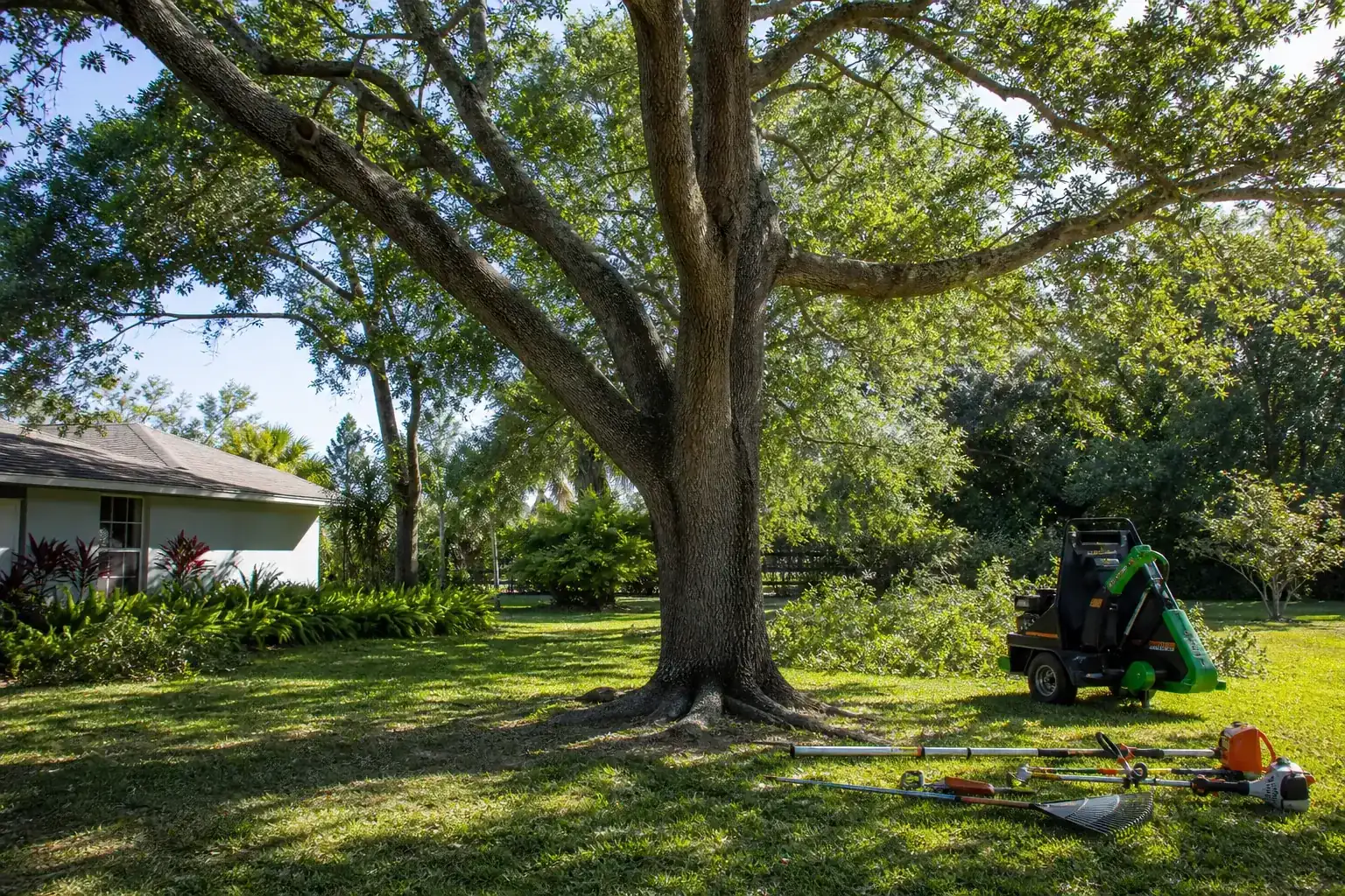 Mature Florida tree in a residential yard during a discussion of why professional land clearing matters
