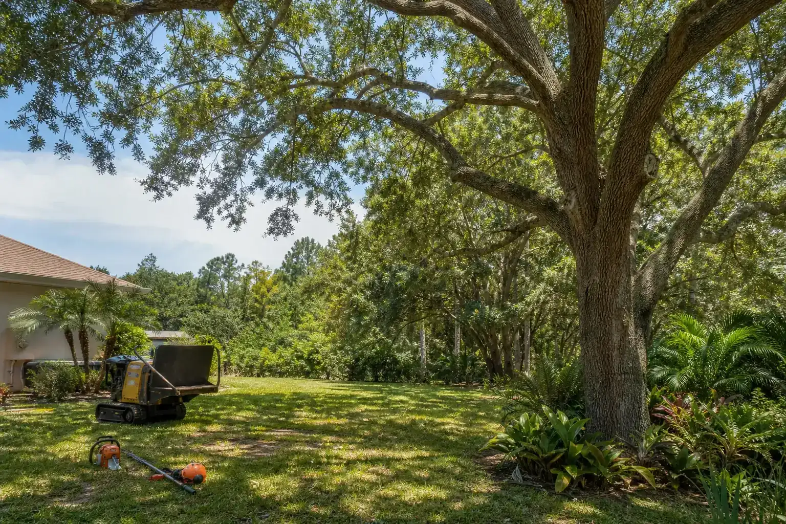 Mature Florida tree in a residential yard during a discussion of decide which trees should stay or go