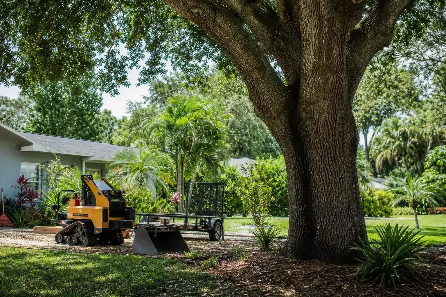 Mature Florida tree in a residential yard illustrating overview of land clearing for developers in oak hill, fl Mature Florida tree in a residential yard illustrating overview of land clearing for developers in oak hill, fl