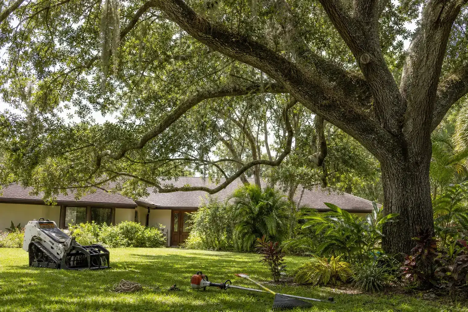 Mature Florida tree in a residential yard during a discussion of expertise in central florida terrain