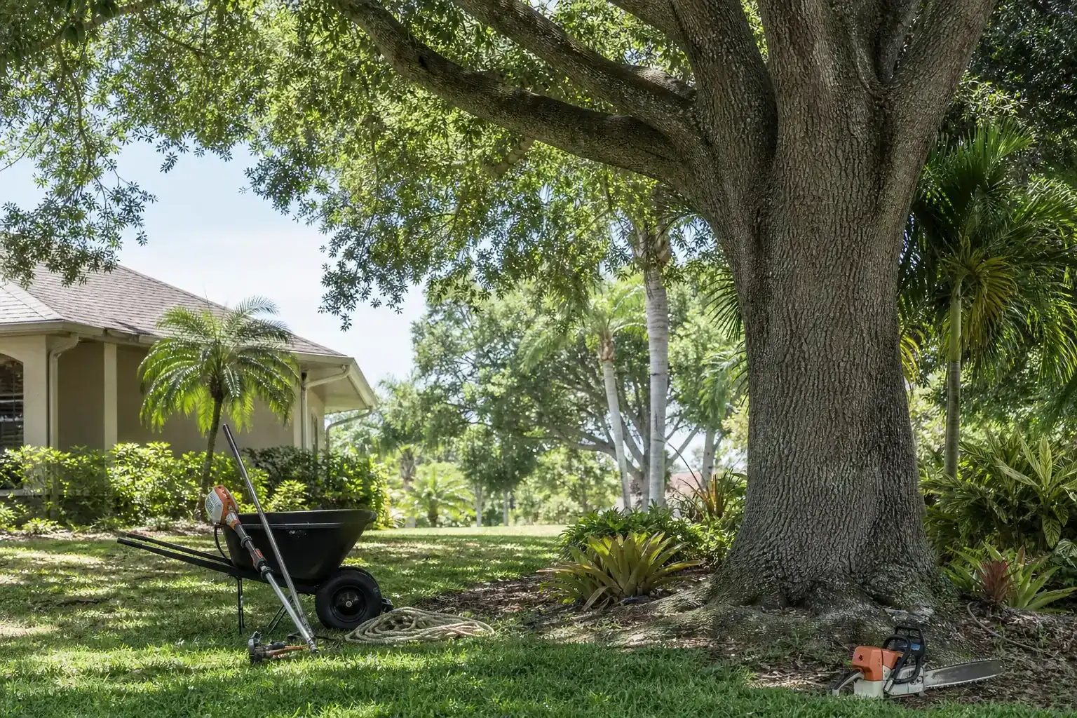 Mature Florida tree in a residential yard illustrating trusted local tree care services in daytona beach Mature Florida tree in a residential yard illustrating trusted local tree care services in daytona beach