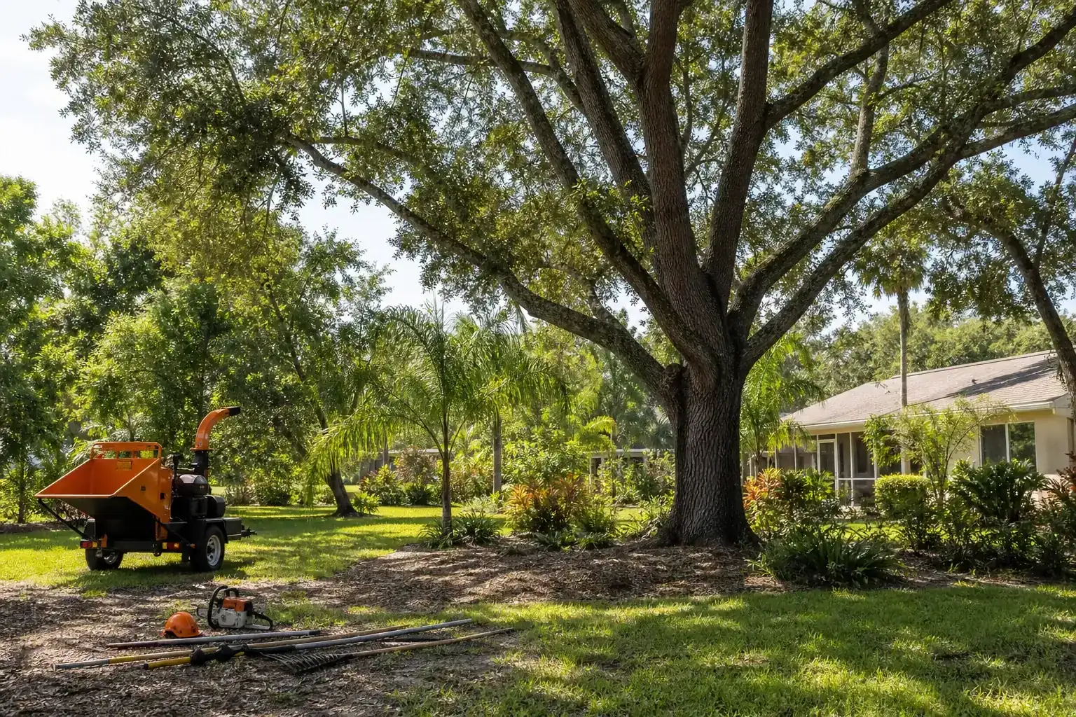 Mature Florida tree in a residential yard during a discussion of what a practical clearing assessment should cover Mature Florida tree in a residential yard during a discussion of what a practical clearing assessment should cover