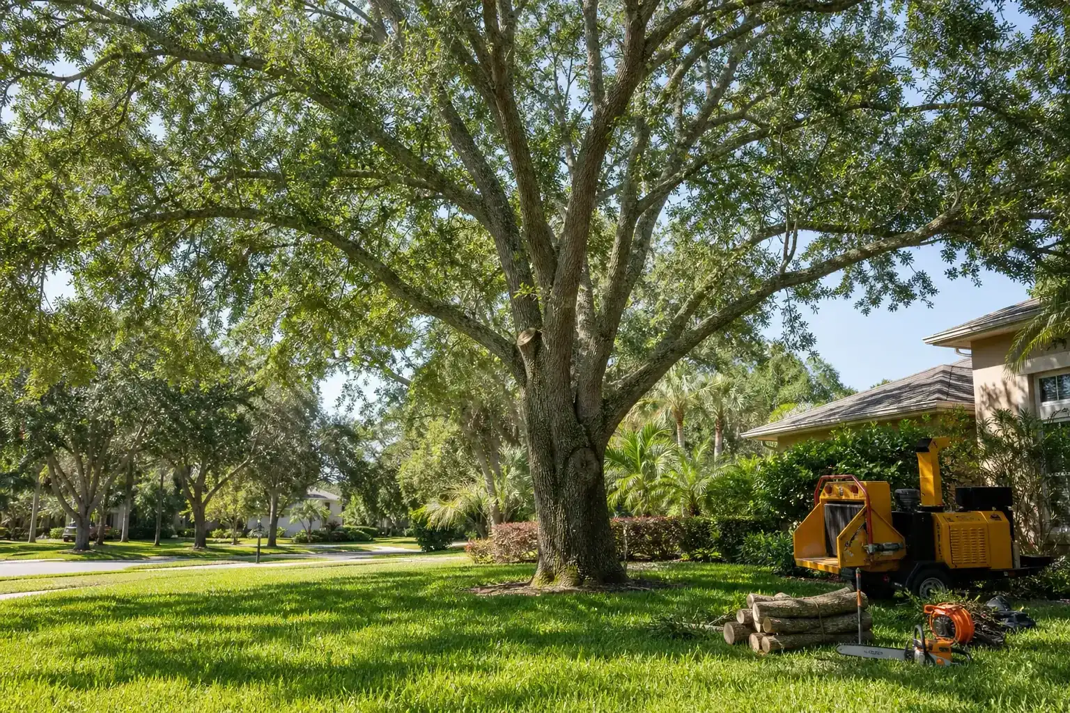 Mature Florida tree in a residential yard for orlando, fl tree removal for spring