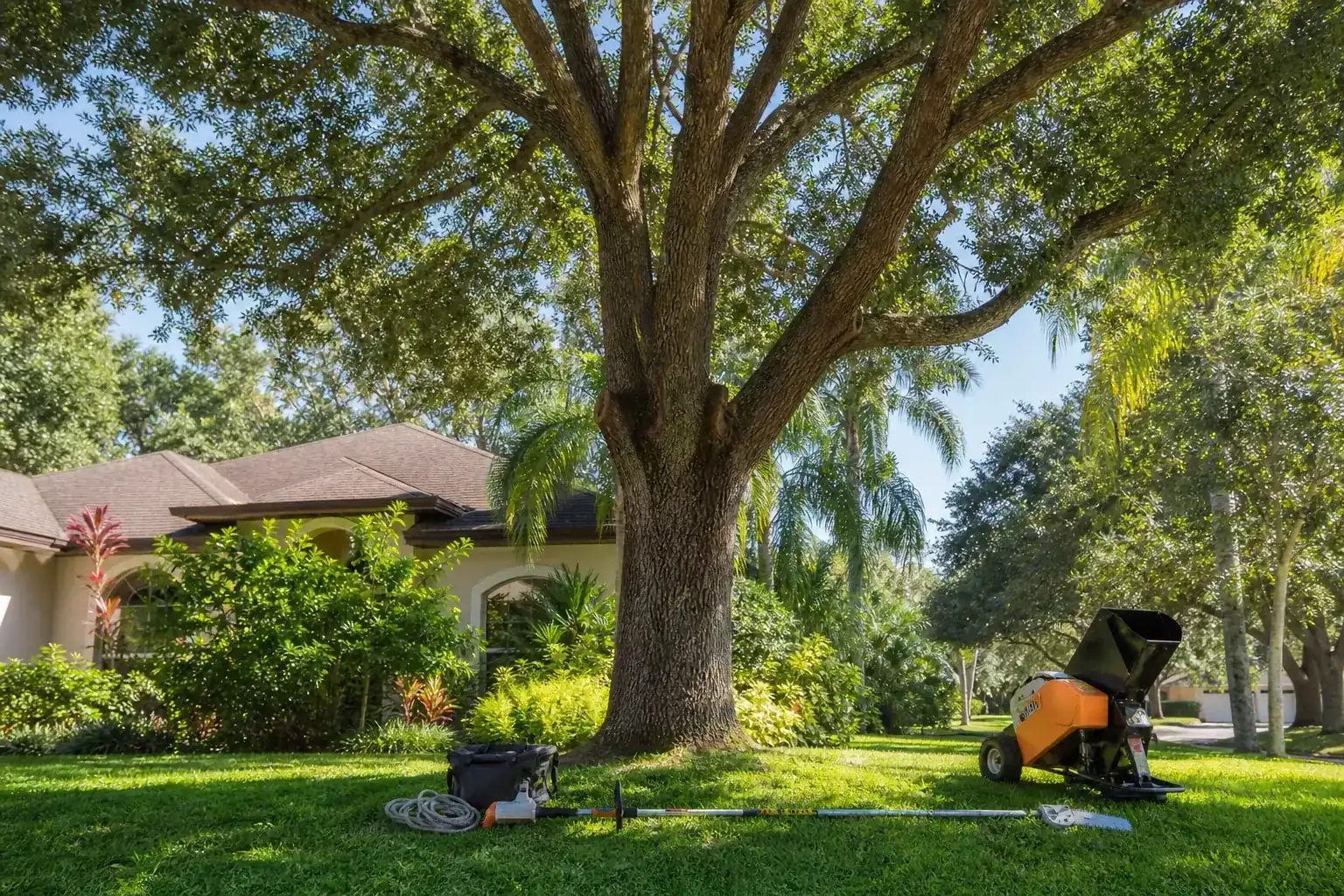 Mature Florida tree in a residential yard during a discussion of benefits of local tree services in daytona beach, fl Mature Florida tree in a residential yard during a discussion of benefits of local tree services in daytona beach, fl