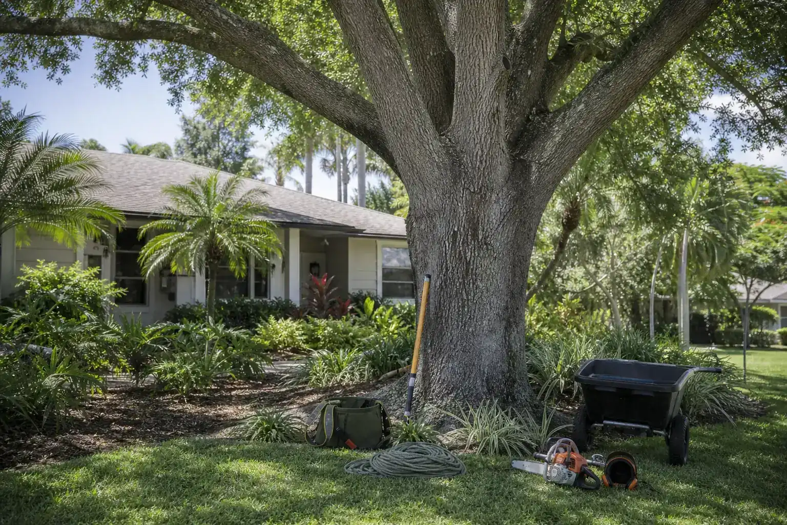 Mature Florida tree in a residential yard illustrating understanding residential tree services in daytona beach, fl Mature Florida tree in a residential yard illustrating understanding residential tree services in daytona beach, fl