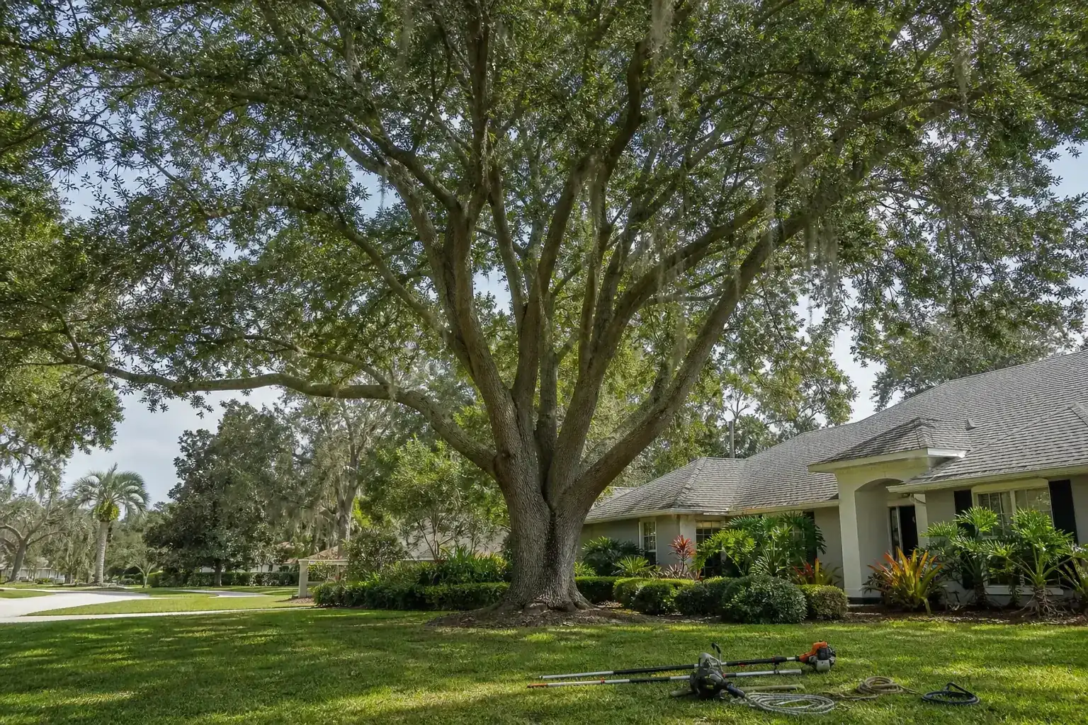 Mature Florida tree in a residential yard for residential tree services daytona beach fl Mature Florida tree in a residential yard for residential tree services daytona beach fl