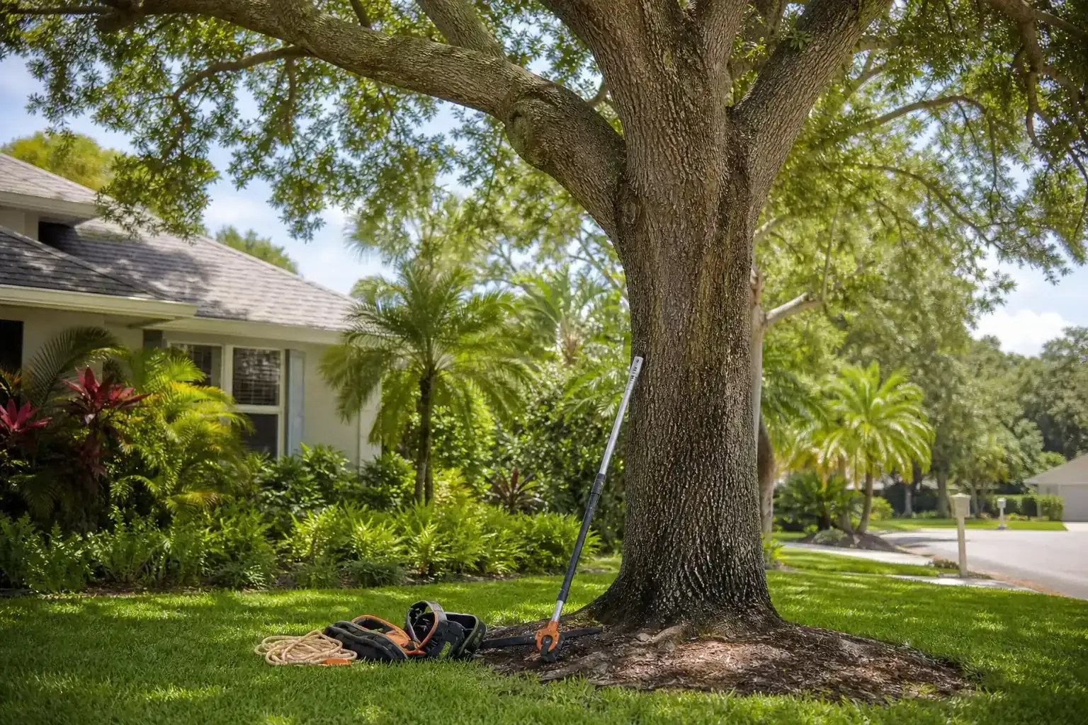 Mature Florida tree in a residential yard illustrating comprehensive residential tree care in port orange Mature Florida tree in a residential yard illustrating comprehensive residential tree care in port orange