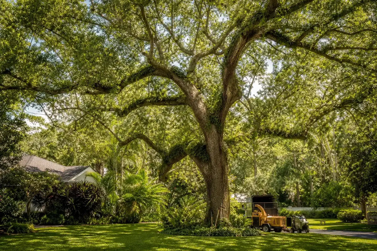 Mature Florida tree in a residential yard for spring emergency tree removal sanford, fl