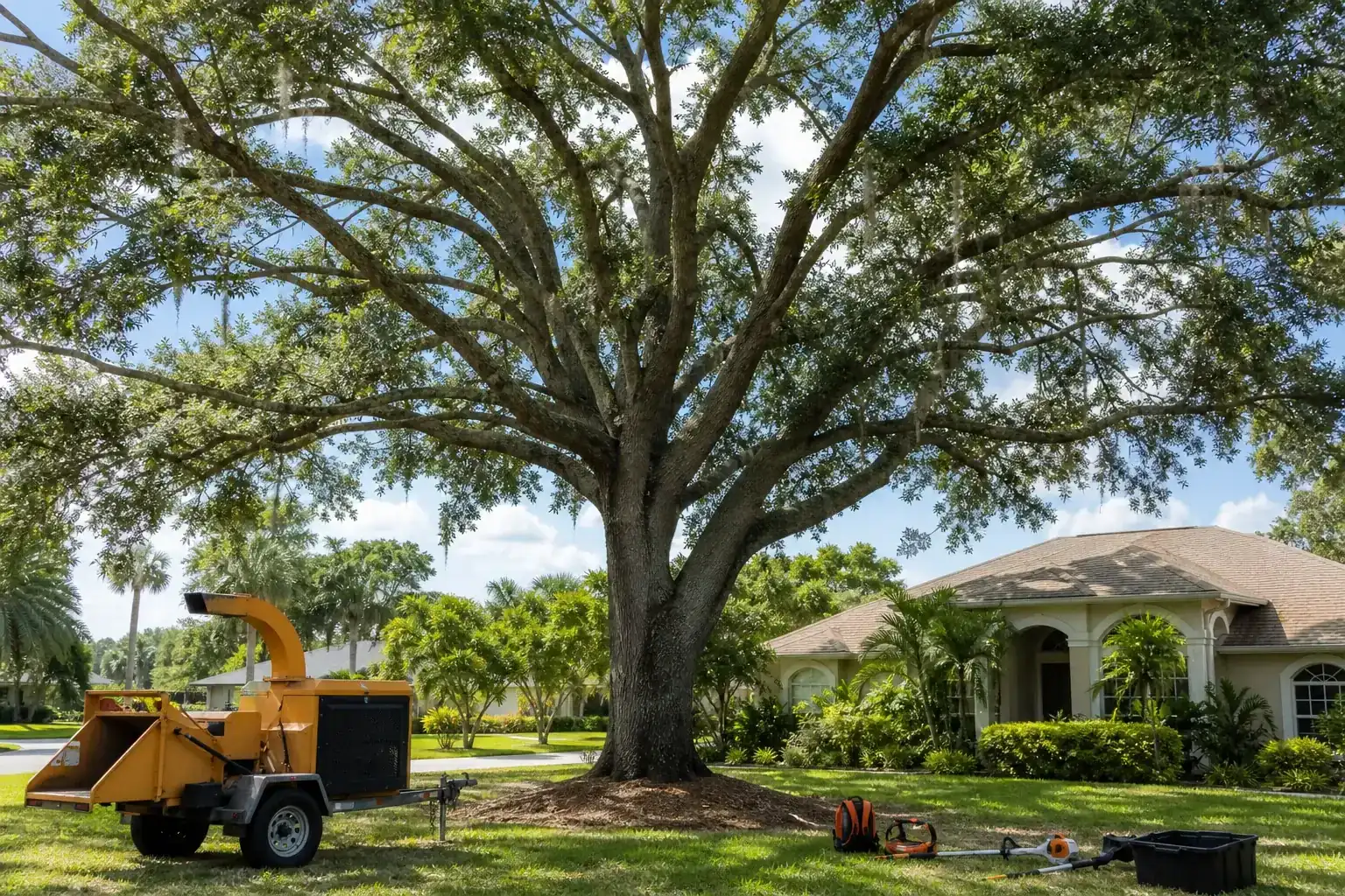 Mature Florida tree in a residential yard for top tree service company in daytona beach, fl guide