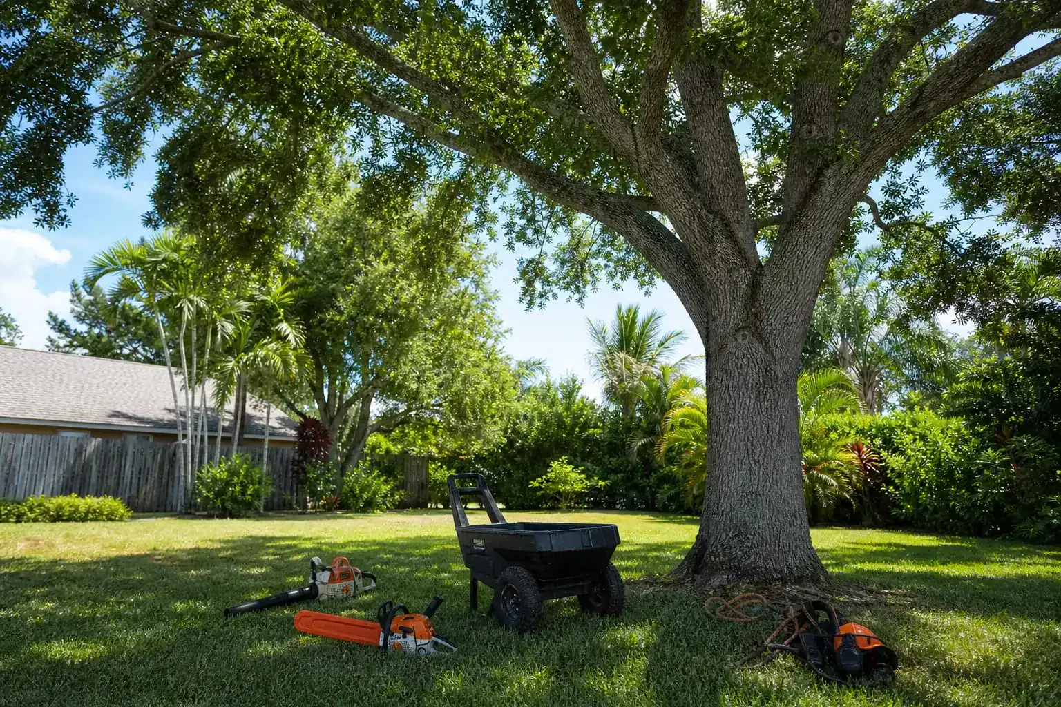 Mature Florida tree in a residential yard during a discussion of key services offered by top tree service companies
