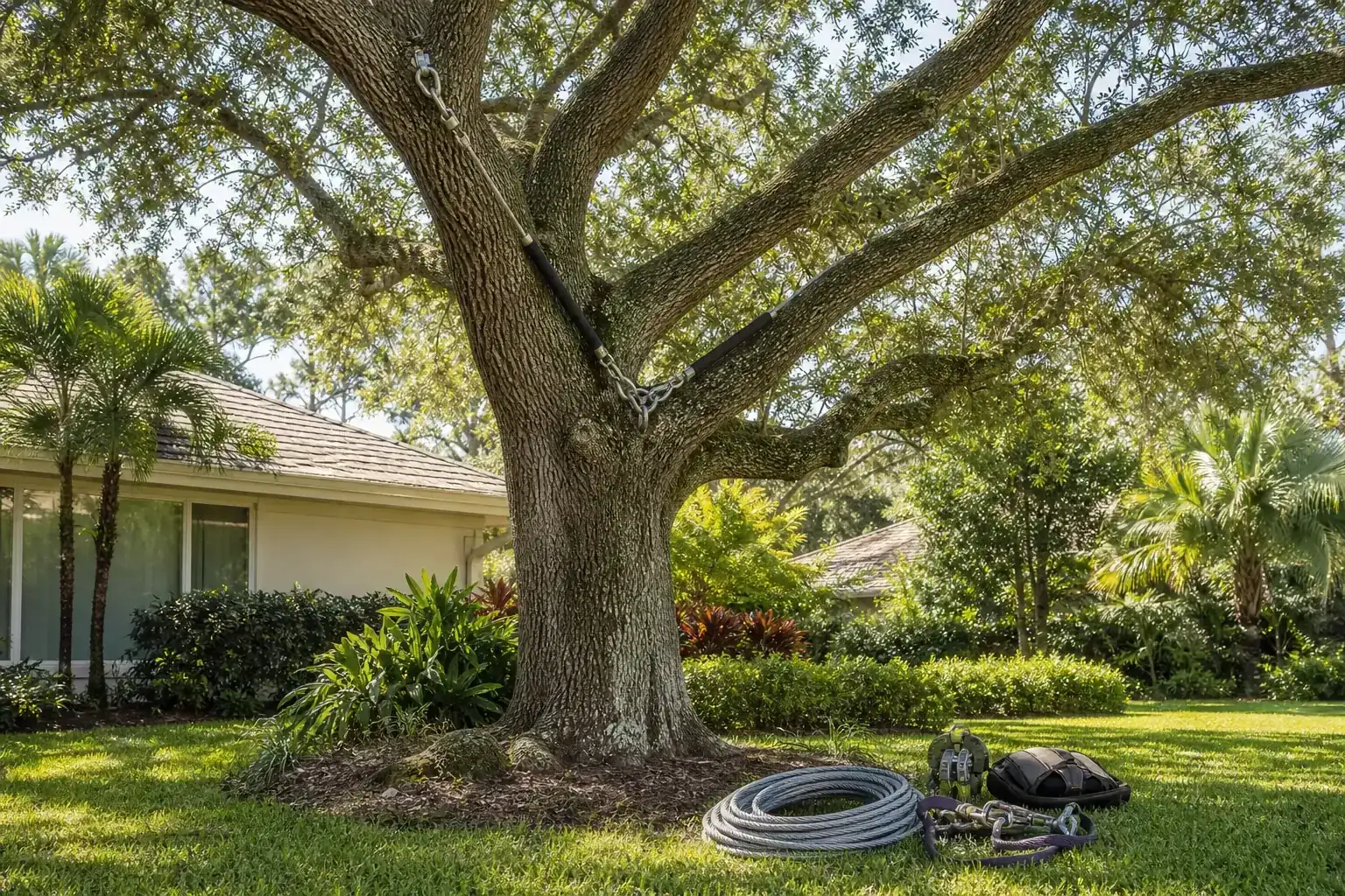 Mature Florida tree in a residential yard illustrating quick answer Mature Florida tree in a residential yard illustrating quick answer