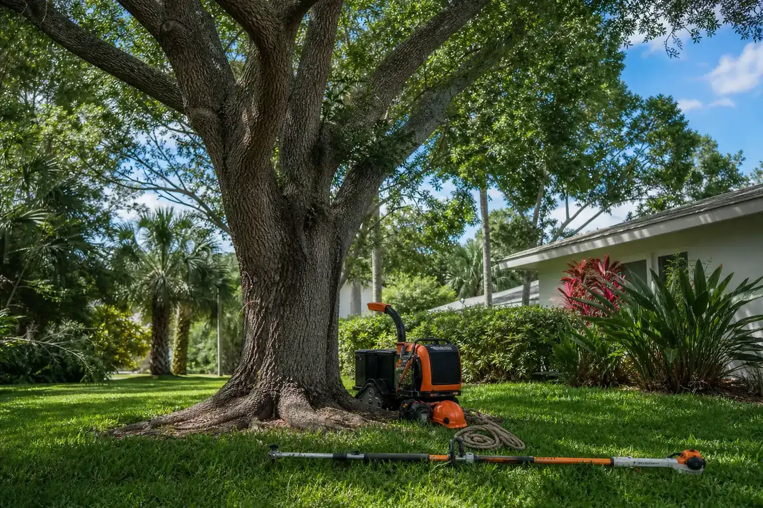 Mature Florida tree in a residential yard illustrating comprehensive tree care services in edgewater, fl Mature Florida tree in a residential yard illustrating comprehensive tree care services in edgewater, fl