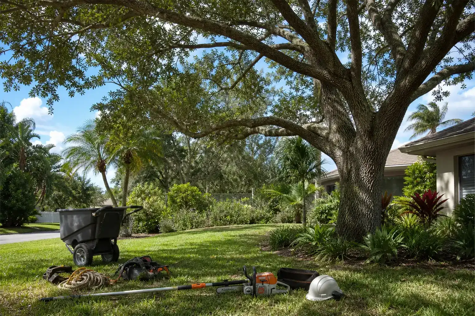 Mature Florida tree in a residential yard illustrating comprehensive tree care services in volusia county, fl Mature Florida tree in a residential yard illustrating comprehensive tree care services in volusia county, fl