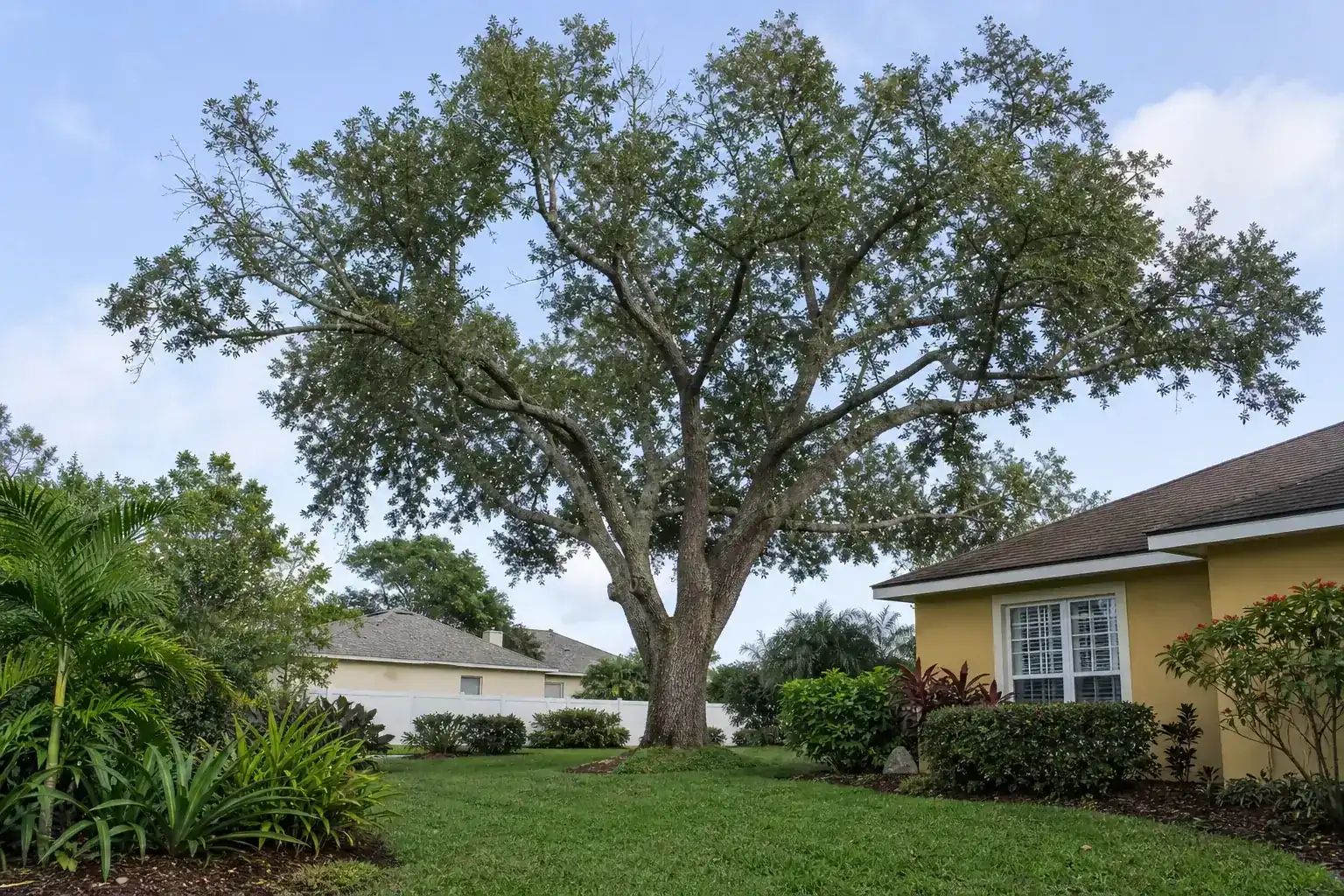 Mature Florida shade tree with branches ready for trimming during a discussion of benefits of professional tree cutting services in orange city, fl