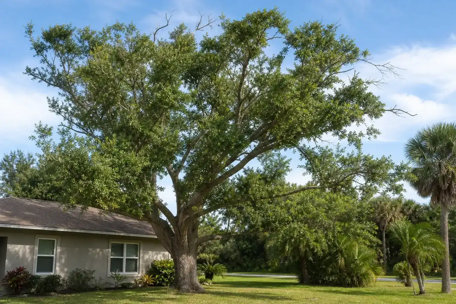 Mature Florida shade tree with branches ready for trimming illustrating understanding tree cutting services in deltona, fl Mature Florida shade tree with branches ready for trimming illustrating understanding tree cutting services in deltona, fl