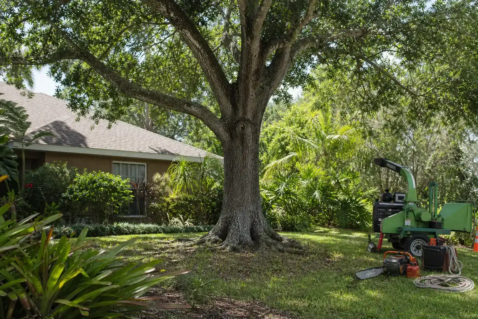 Mature Florida tree in a residential yard illustrating why sinkhole activity can affect tree stability
