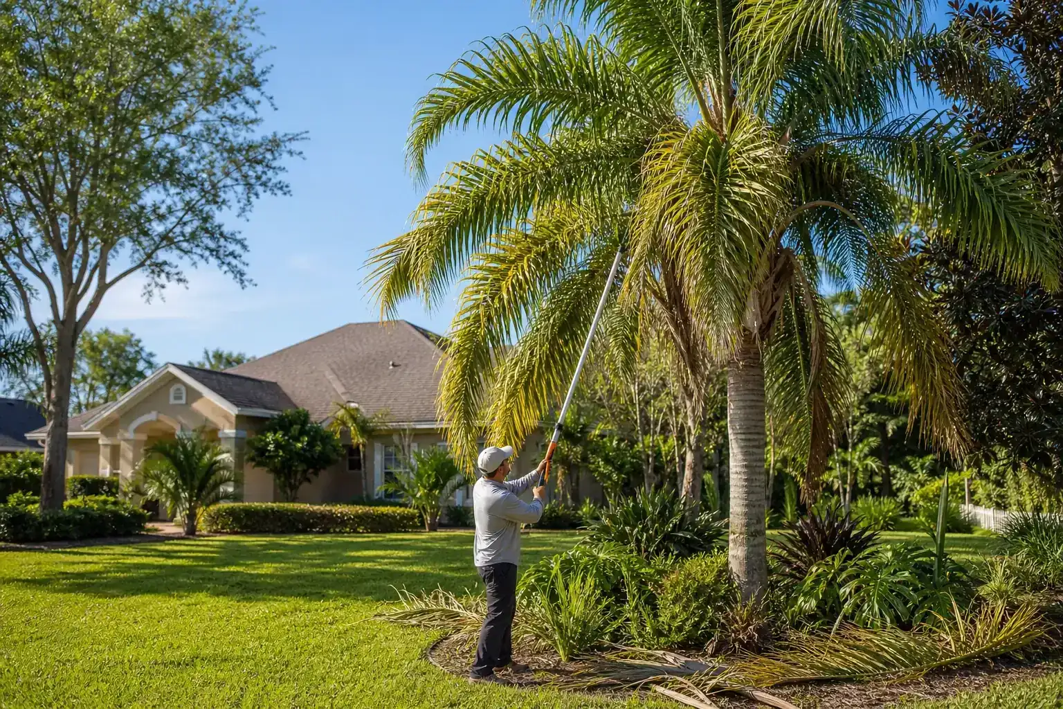Palm trees in a Central Florida yard for navigating the tree removal permit process in palm coast Palm trees in a Central Florida yard for navigating the tree removal permit process in palm coast