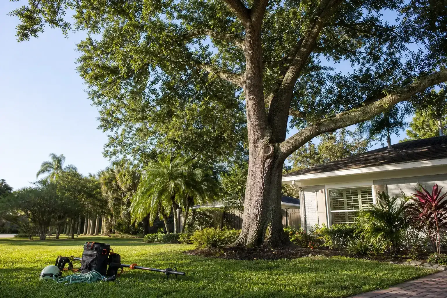 Mature Florida tree in a residential yard for tree safety assessments in port orange fl Mature Florida tree in a residential yard for tree safety assessments in port orange fl