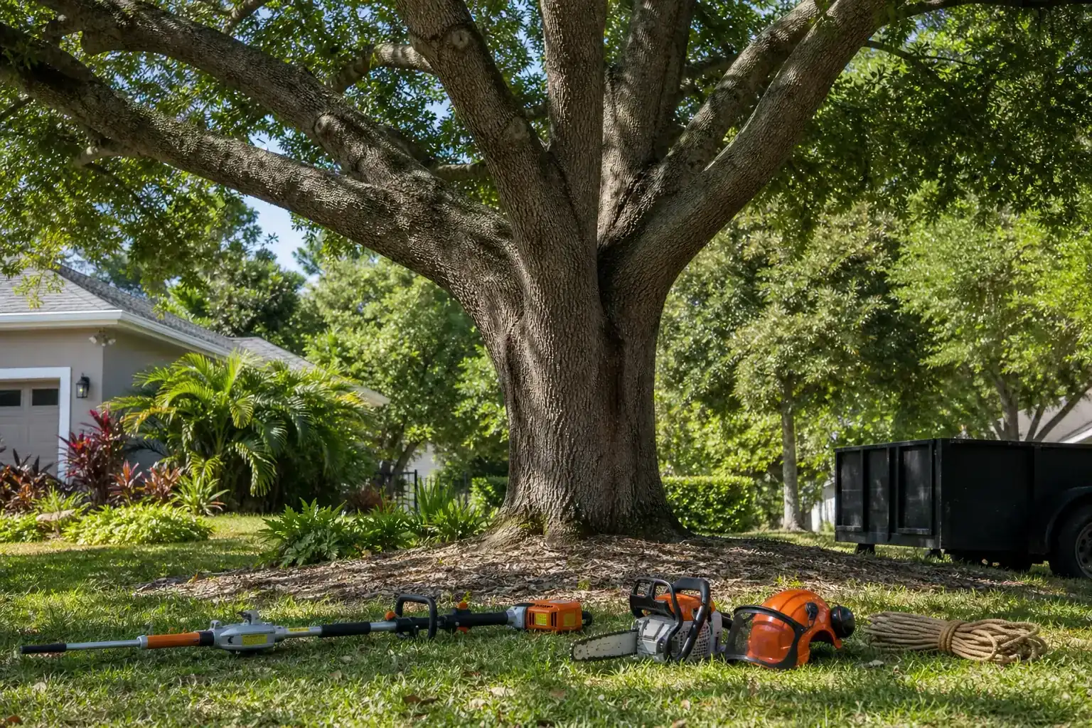Mature Florida tree in a residential yard illustrating benefits of professional tree maintenance in central fl Mature Florida tree in a residential yard illustrating benefits of professional tree maintenance in central fl