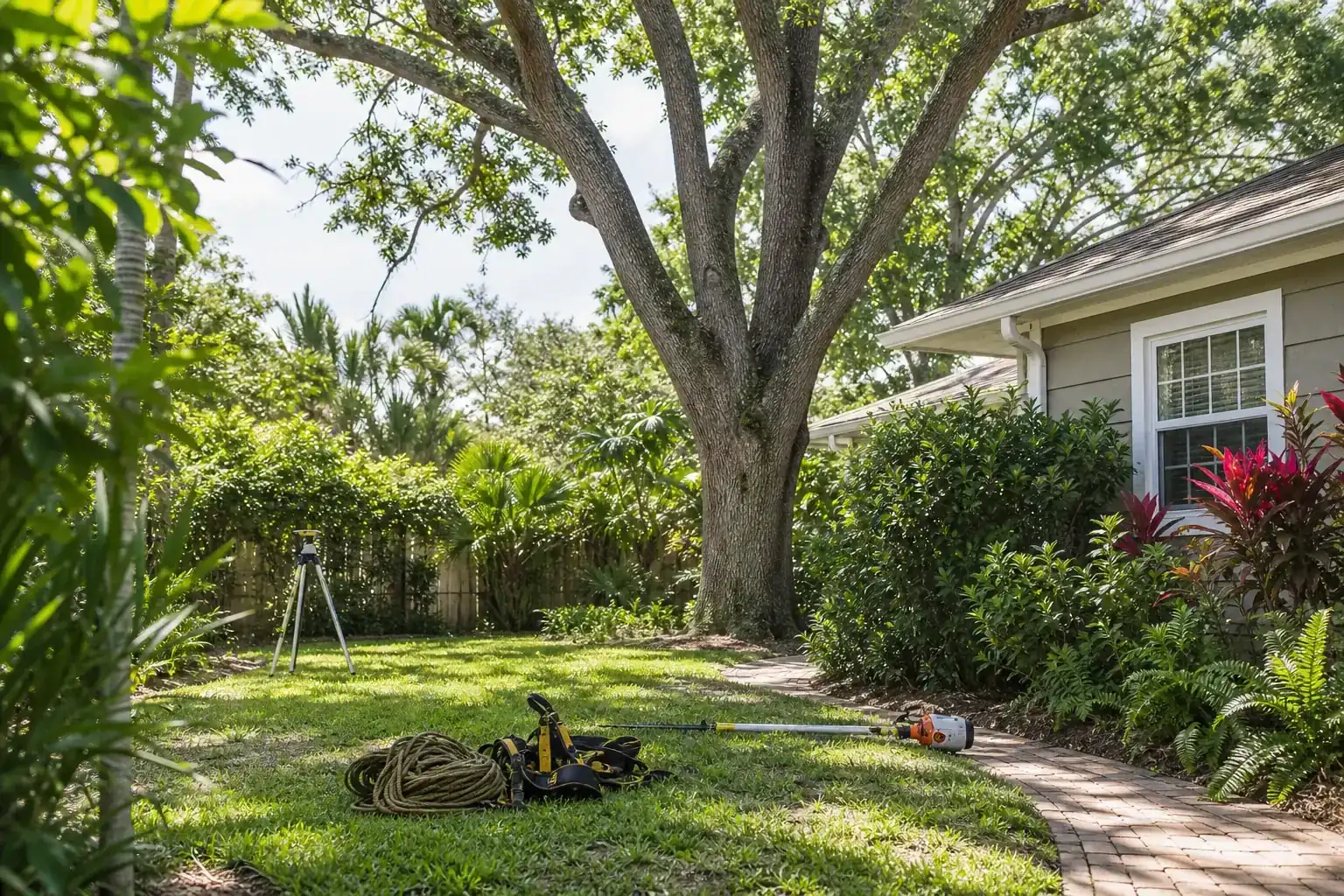 Mature Florida tree in a residential yard during a discussion of how professional tree services enhance property safety