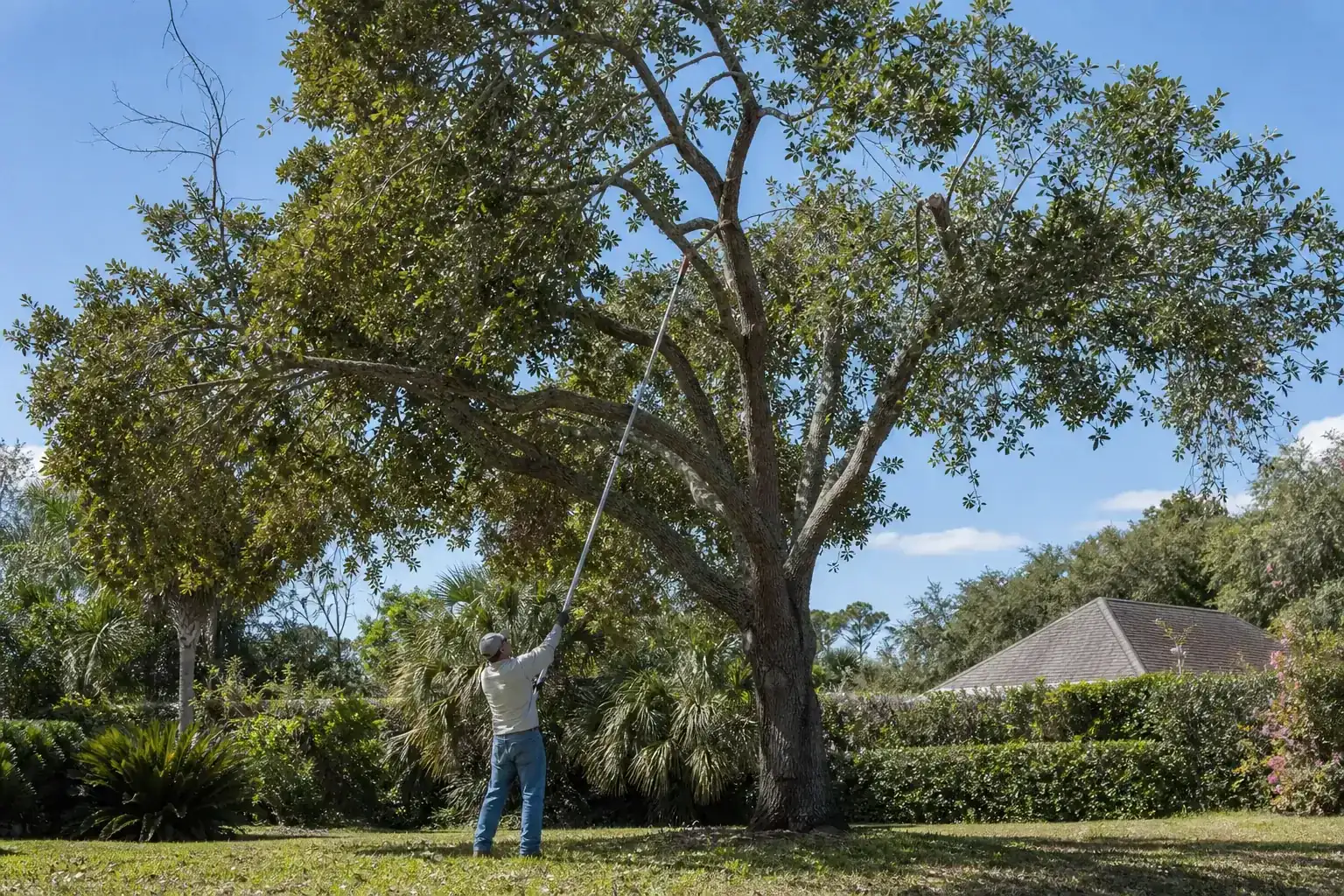 Mature Florida shade tree with branches ready for trimming illustrating expert tree trimming services in deland, fl