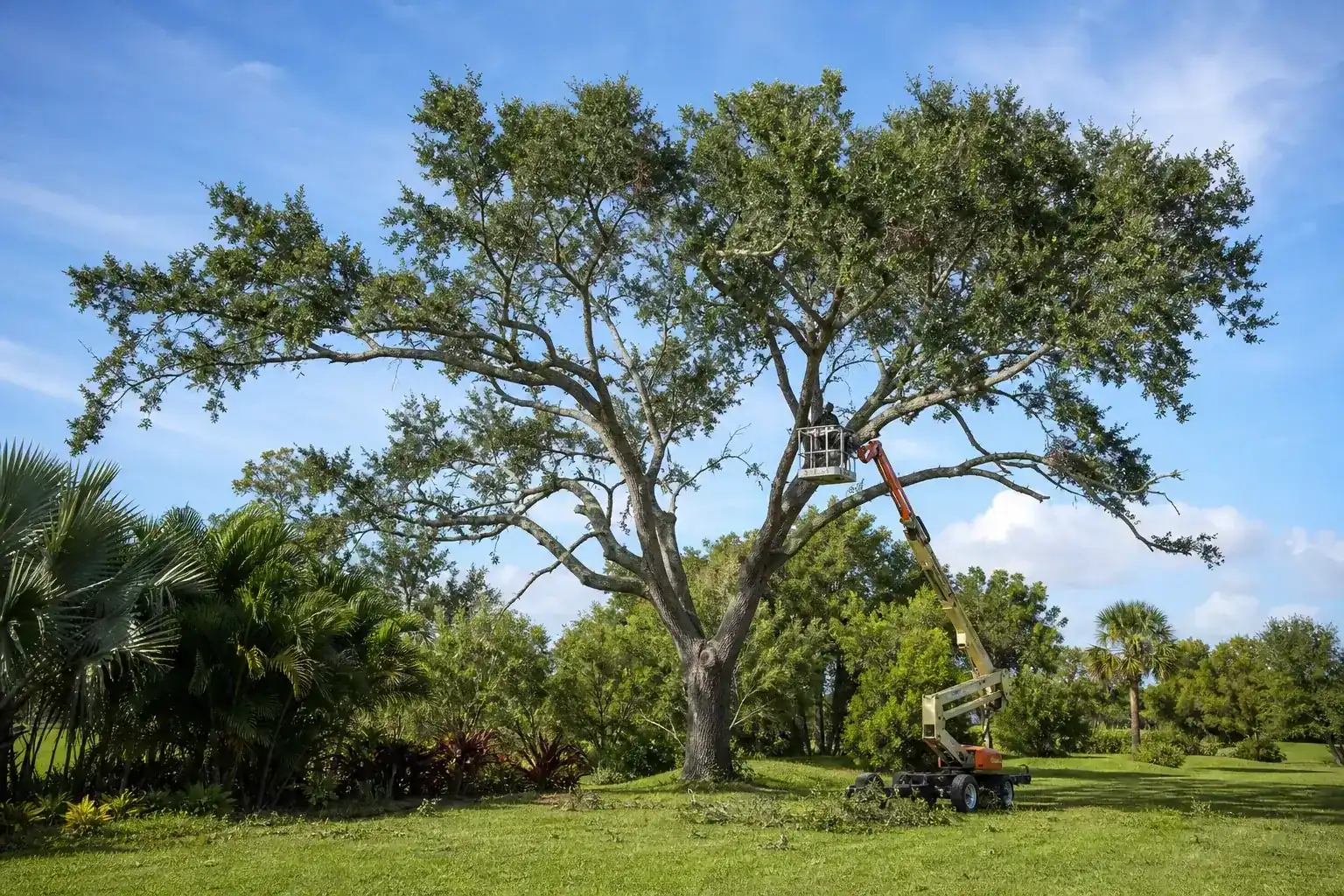 Mature Florida shade tree with branches ready for trimming for tree trimming services in daytona beach fl