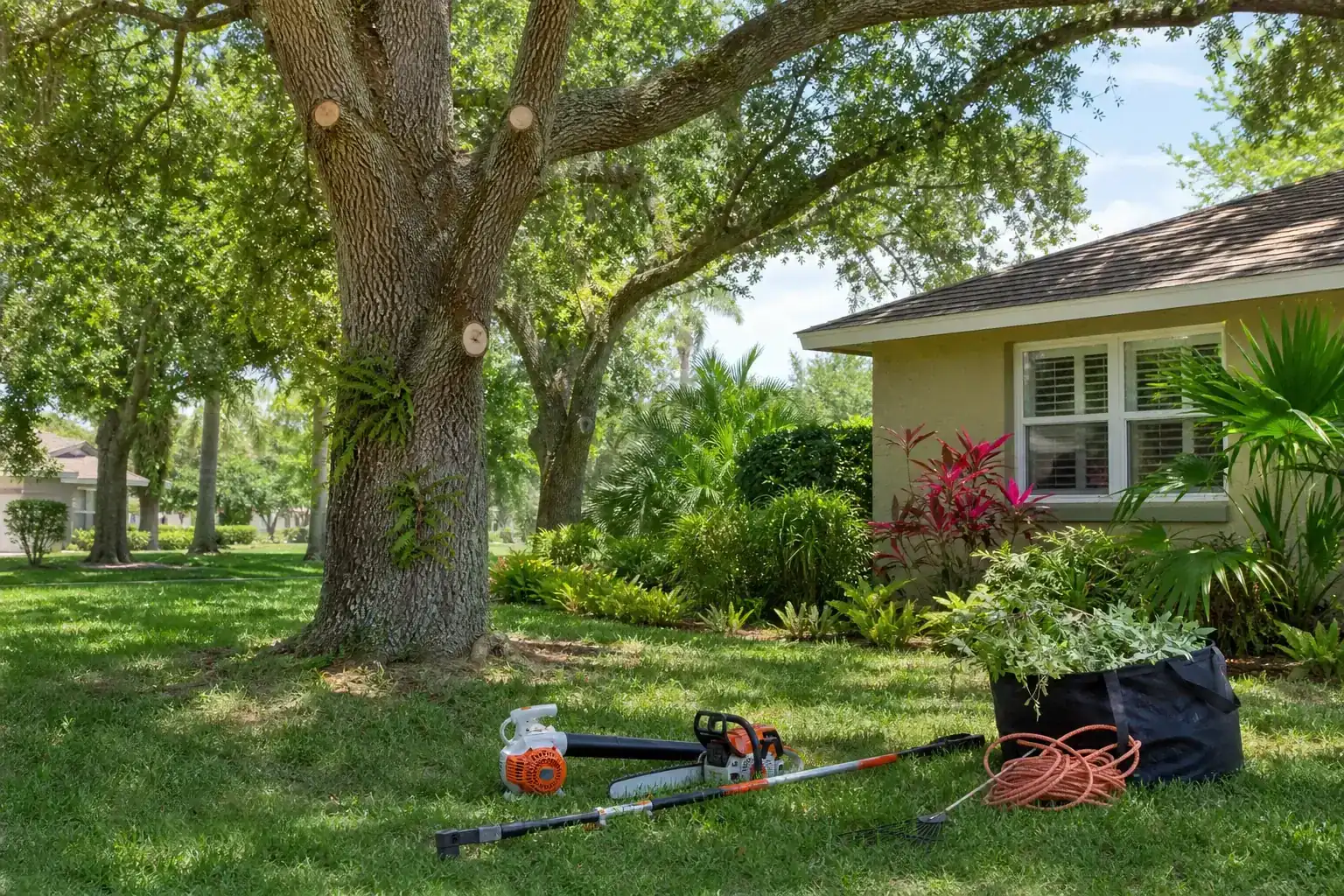 Mature Florida tree in a residential yard illustrating understanding the importance of yard clearing in daytona beach, fl Mature Florida tree in a residential yard illustrating understanding the importance of yard clearing in daytona beach, fl