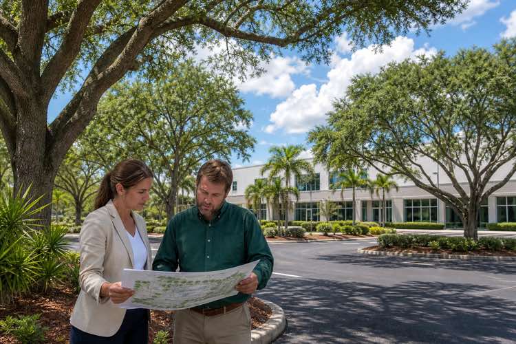 commercial tree service planning at a Daytona Beach, Florida property