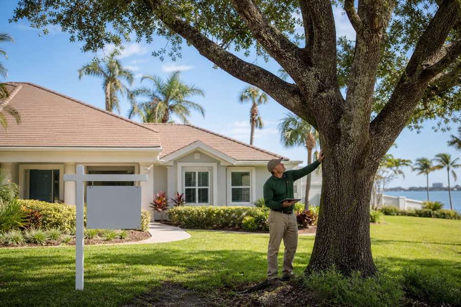 professional tree removal services planning at a Daytona Beach, Florida property